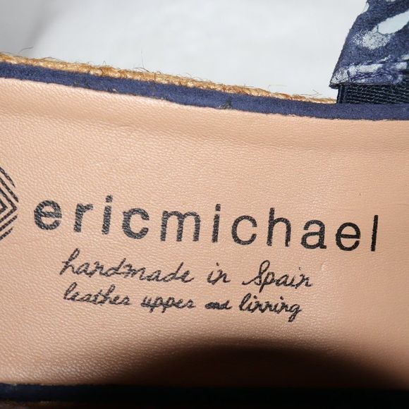 Eric Michael Blue/White Droplet Reese Suede Espadrille Sandals Women's Size 41 - Picture 9 of 9